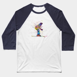 watercolor skier woman Baseball T-Shirt